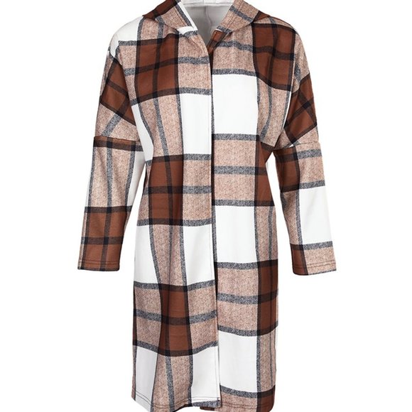 ✨PLAID PRINT LONGLINE HOODED COAT✨ - Picture 4 of 6